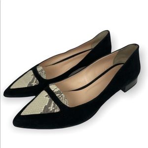 Alberto Guardiani Italian Leather Snakeskin Pointed Toe Flats Sz 8.5